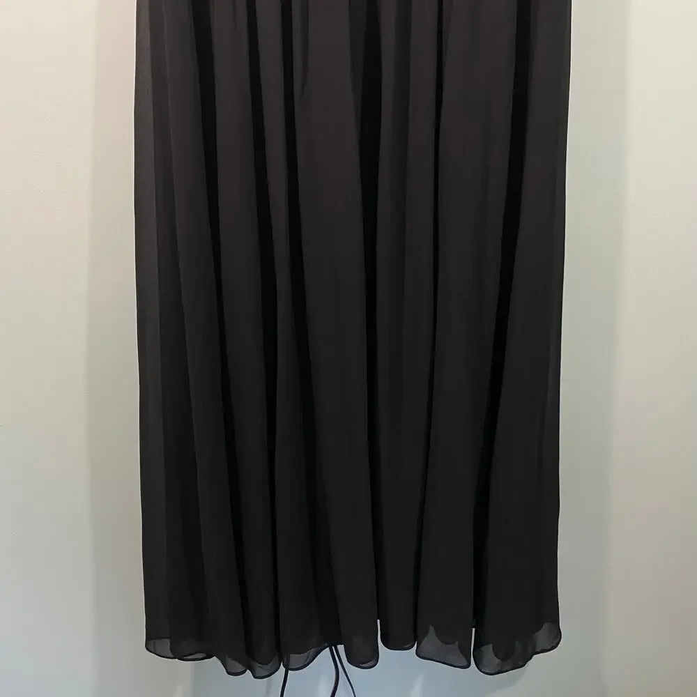 Lulu's Black V-neck Surplice Sleeveless Chiffon Maxi Dress 3X Bridesmaid Wedding - Picture 8 of 9